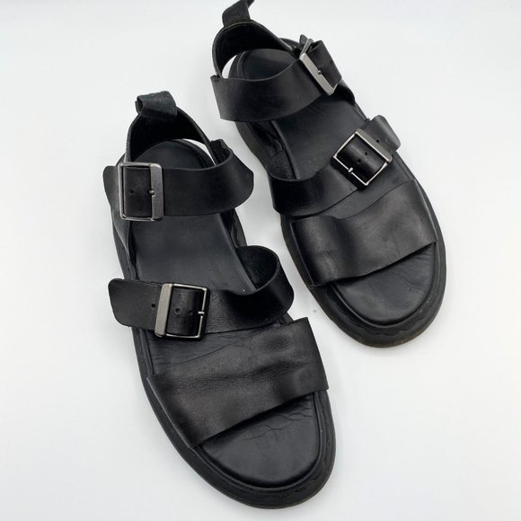 Dr. Martens Shoes - Dr. Marten's Gryphon Brando Sandals - Leather Gladiator Shoes - Black Women US 9